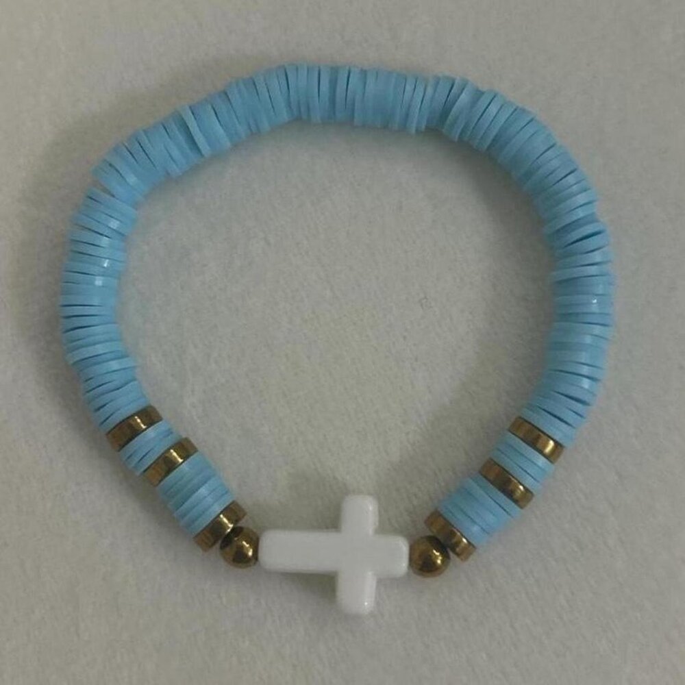 Blue and Gold Cross Bracelet #jewellery